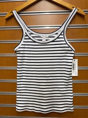 Women’s White & Navy Striped Tank